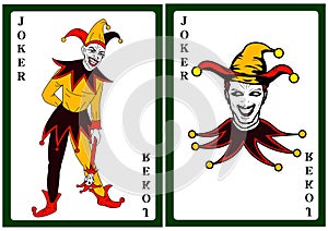 Joker in colorful costume playing card