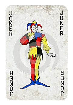 Joker Vintage playing card - isolated on white