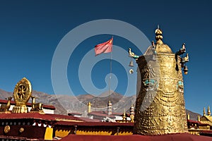 Jokhang Temple and Chinese flag, Lhasa Tibet