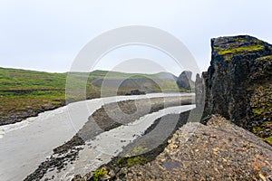 Jokulsargljufur National Park on a raining day, Iceland