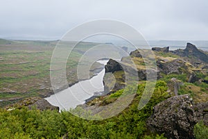 Jokulsargljufur National Park on a raining day, Iceland