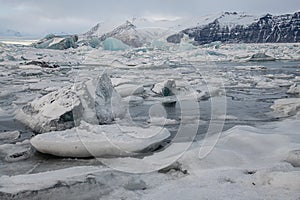 Jokulsarlon, BreiÃ°amerkurjÃ¶kull glacier Lagoon  Iceland