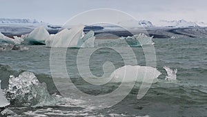 Jokulsarlon glacial lake, lagoon with ice blocks, Iceland