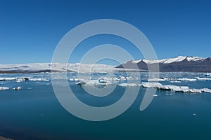 Jokulsarlon glacier lagoon in blue