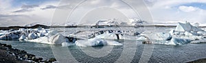 Jokulsarlon glacier lagoon panorama, Iceland