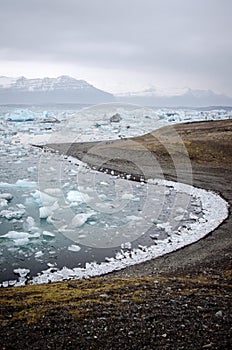 Jokulsarlon Glacier lagoon shoreline