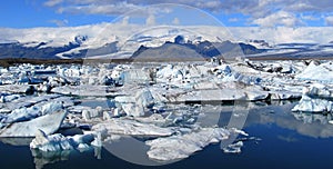 Jokulsarlon Ice Lagoon panoramic scenery, Iceland photo
