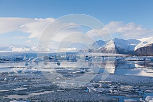 Jokulsarlon ice melting lake