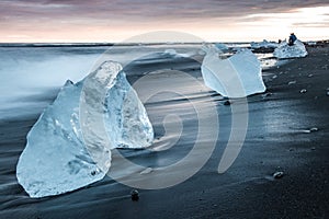 jokulsarlon -  Ice sculptures on beach
