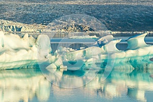 Jokulsarlon lagoon with blue sky floating iceberg