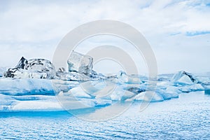 Jokulsarlon lagoon, Iceland. Beautiful cold winter landscape of