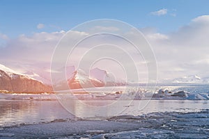 Jokulsarlon winter water lake, Iceland