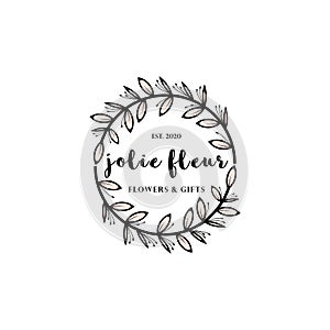 jolie fleur circle leaf flowers feminine vector logo design photo
