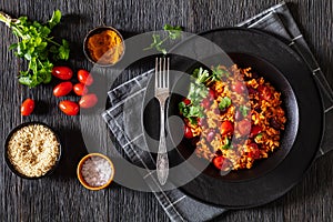 jollof rice with red beans, tomato, spices