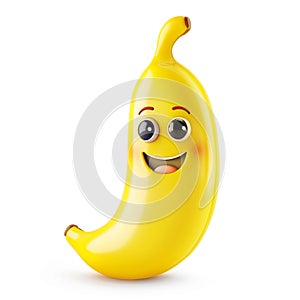 Jolly banana character with a cheeky smile