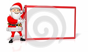 Jolly Cartoon Christmas Santa Pointing at Blank Si