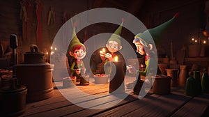 Jolly Christmas Elves in 3D