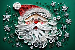 Jolly Christmas illustration for kids joyful Santa Calaus in quilling style