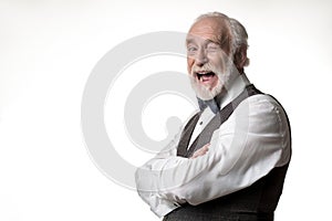 Jolly old male acting in jocular manner