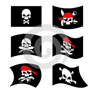 Jolly Roger. Pirate flag. Skull and crossbones. skeleton head in