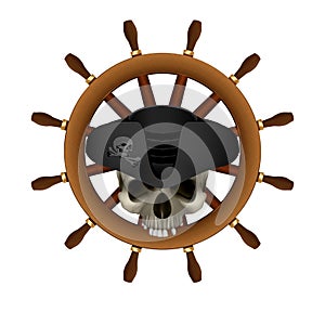 Jolly Roger Pirate ship`s wheel