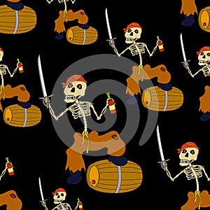 Jolly Roger Skeleton Seamless