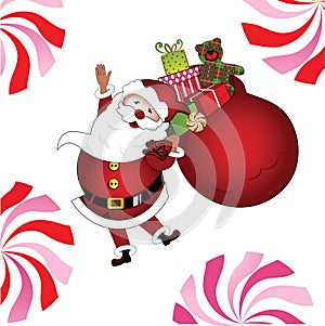 Jolly Santa with gifts and teddy photo