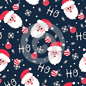 Jolly Santa Ho Ho Ho Christmas seamless pattern