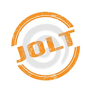 JOLT text written on orange grungy round stamp