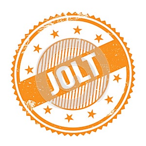 JOLT text written on orange grungy round stamp