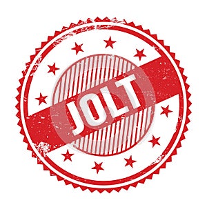 JOLT text written on red grungy round stamp