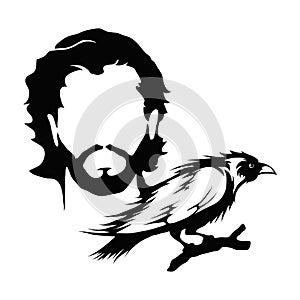 Jon Snow and raven illustration. Game of thrones.