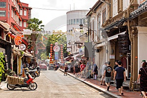 Jonker street in old Malacca town