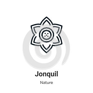 Jonquil outline vector icon. Thin line black jonquil icon, flat vector simple element illustration from editable nature concept
