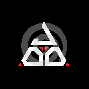 JOO triangle letter logo design with triangle shape. JOO triangle logo design monogram. JOO triangle vector logo template with red