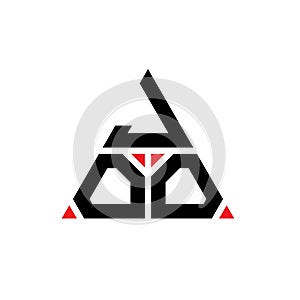 JOO triangle letter logo design with triangle shape. JOO triangle logo design monogram. JOO triangle vector logo template with red photo