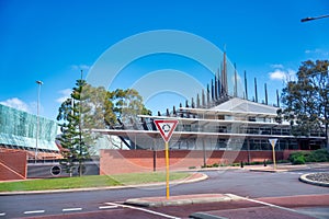 Joondalup, Western Australia - September 6, 2023: Chancellery building at Edith Cowan University by Francis-Jones Morehen Thorp