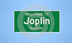 Joplin, Missouri city limit sign. Town sign from the USA.