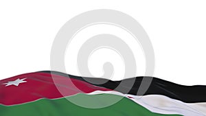 Jordan fabric flag waving on the wind loop. Jordan embroidery stiched cloth banner swaying on the breeze. Half-filled white