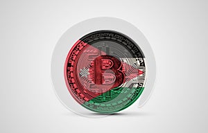 Jordan flag on a bitcoin cryptocurrency coin. 3D Rendering