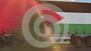 Jordan flag shown on the side of a large truck