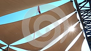 Jordan flag in the wind seen through sunshades sky shot