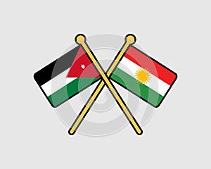 Jordan and Kurdistan Region Flag. Jordanian and Kurdish Country Nation National Banner. Peace Allie Friendly Bilateral Friendly