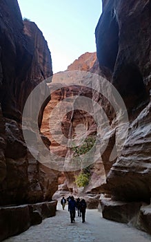 Jordan, Petra - January 4, 2019. Tourists rush to see the eighth wonder of the world