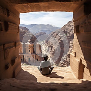 jordan petra treasury view from a ledge