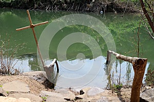 Jordan River in the place where Jesus Christ was baptized.