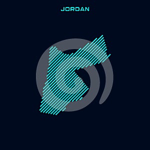Jordan Striped Map Vector Design Template With Blue Background.