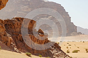 Jordan. Wadi Rum desert is real Mars on Earth and national park in Jordan. Fantastic landscapes with red rocks