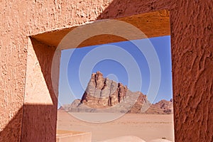 Jordan. Wadi Rum. Seven Pillars of Wisdom: Famous rock formation