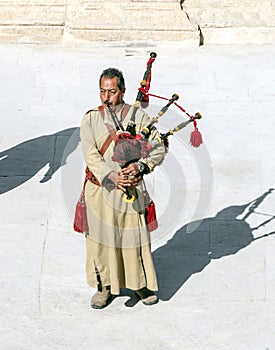 Jordanian man playing bagpipes